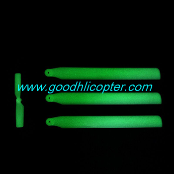 wltoys-v931-AS350-XK-K123 helicopter parts Main blades + Tail blade (Luminous green)